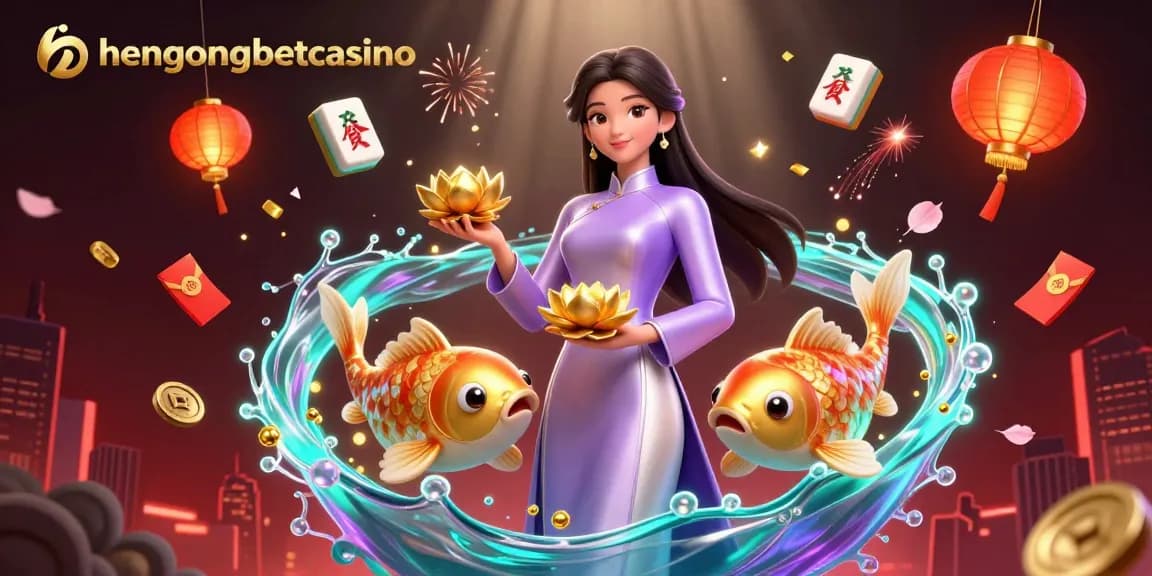 Win big at hengongbetcasino with vibrant 3D gaming illustrations showcasing dynamic casino elements and characters.