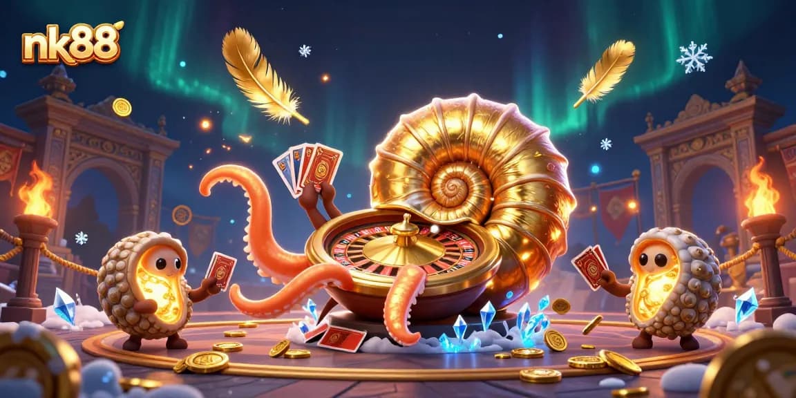 Experience nk88's thrilling casino action with a giant nautilus as a roulette wheel.
