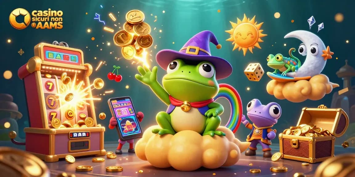 Vivi un'esperienza di gioco emozionante con casino sicuri non AAMS in una vibrante scena illustrata in 3D piena di jackpot.