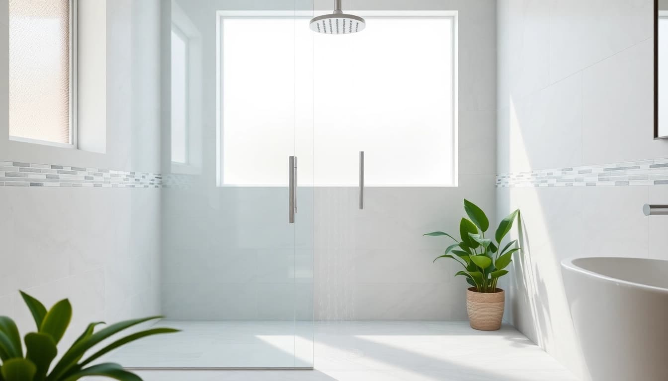 Experience luxurious elegant showers au with this modern bathroom setting featuring a sleek glass enclosure.