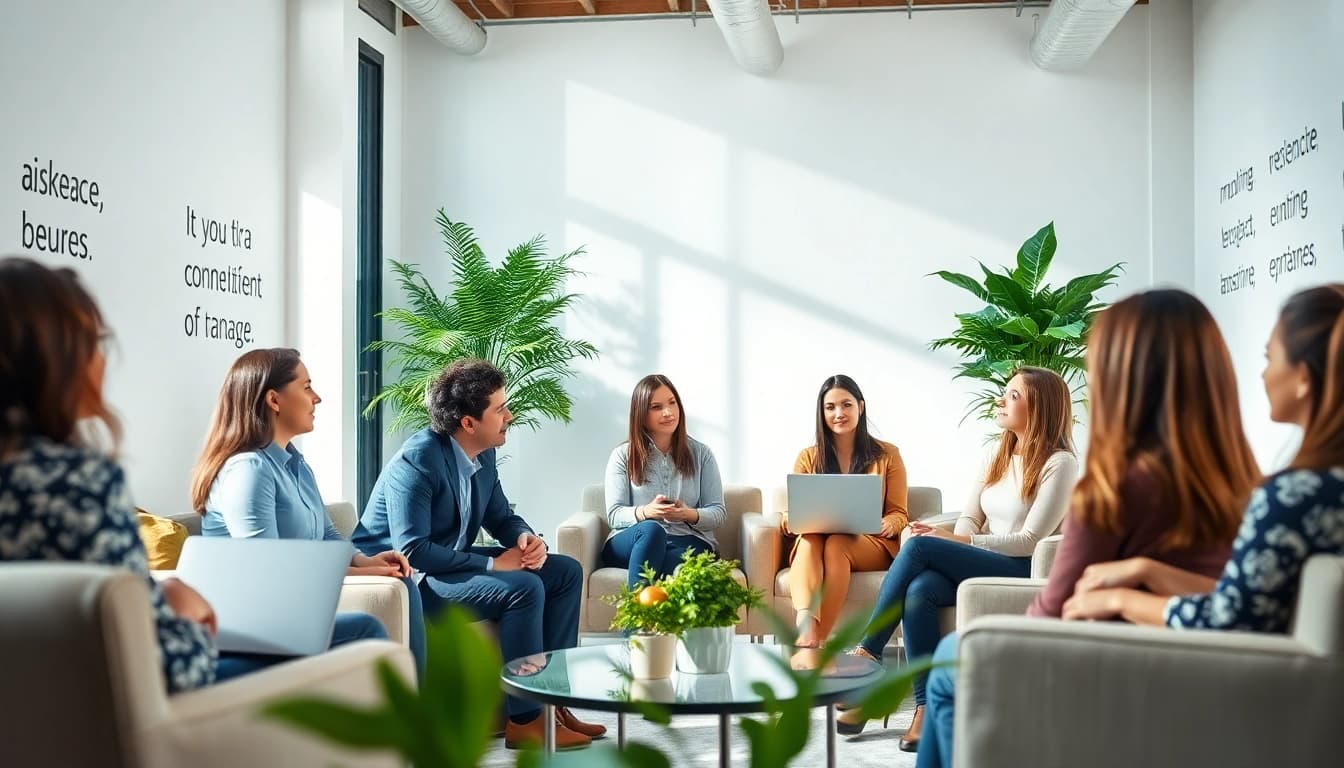 Engaging business coach los angeles guiding a diverse team in a collaborative office setting.