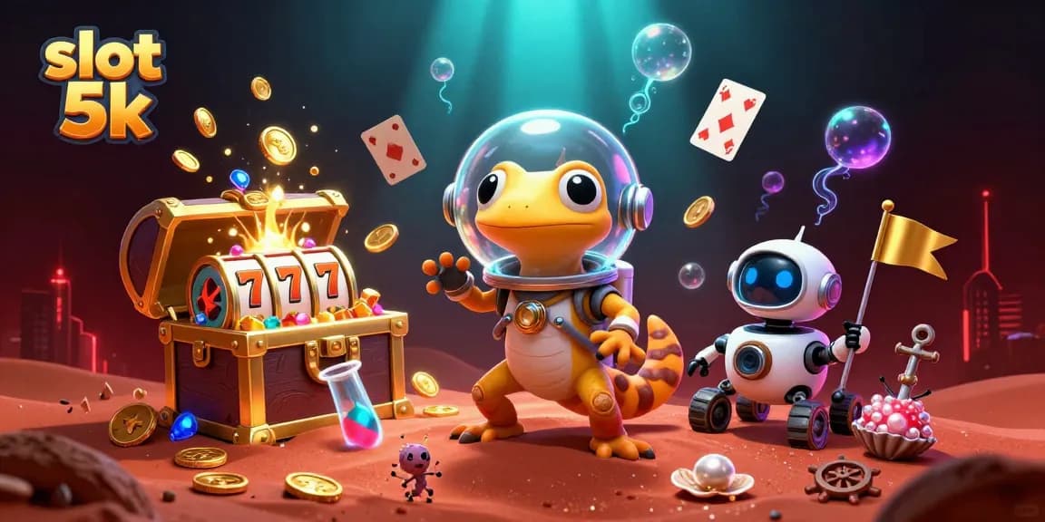 Experience the excitement of slot 5k with vibrant, colorful casino elements in a fantasy environment.