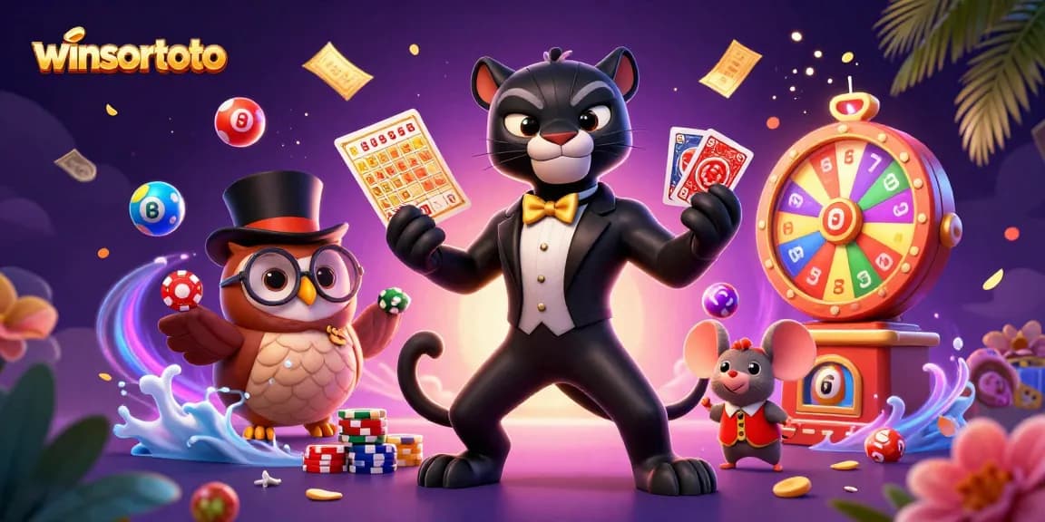 Memenangkan kesempatan di WINSORTOTO dengan permainan slot gacor dan bola lotere yang berwarna-warni.