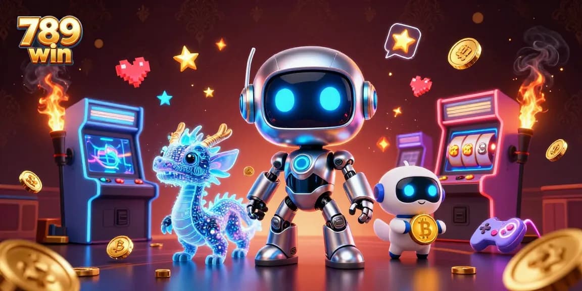 Experience the thrill of 789 win with vibrant casino elements and animated characters in a captivating scene.