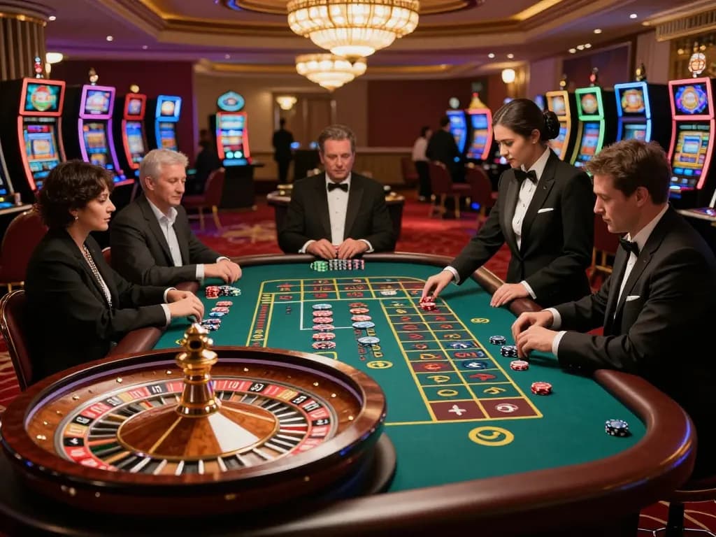 Engaging roulette action at 789 casino with players focused on the spinning wheel and vibrant chips.