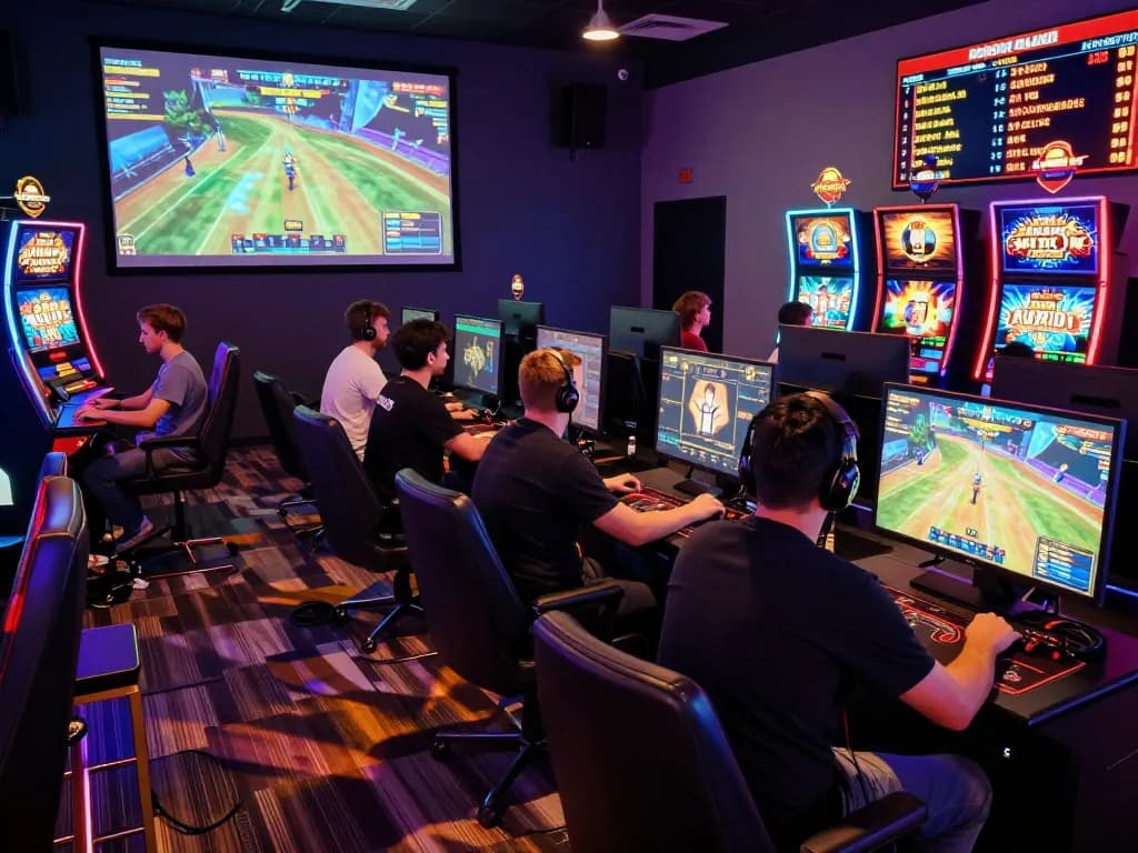 Exciting gaming experience at Autowin88 with players engaged in online games and vibrant atmosphere.