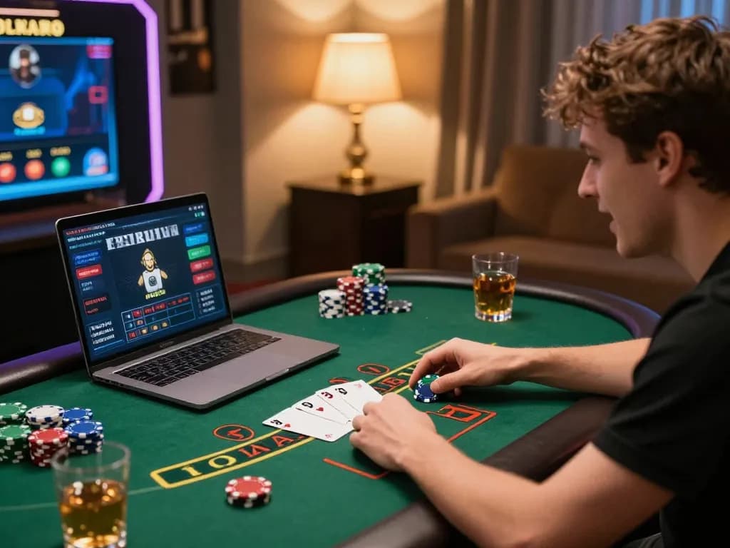 Engaging in a thrilling online blackjack game at 58wiin with chips displayed and an inviting atmosphere.