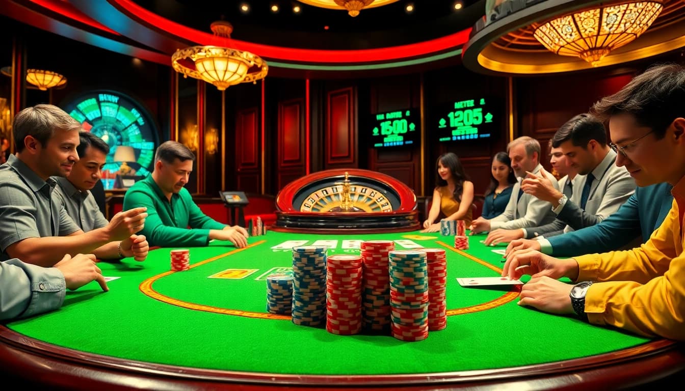 Permainan poker yang penuh aksi di kasino dengan elemen taruhan bertema datukwin.