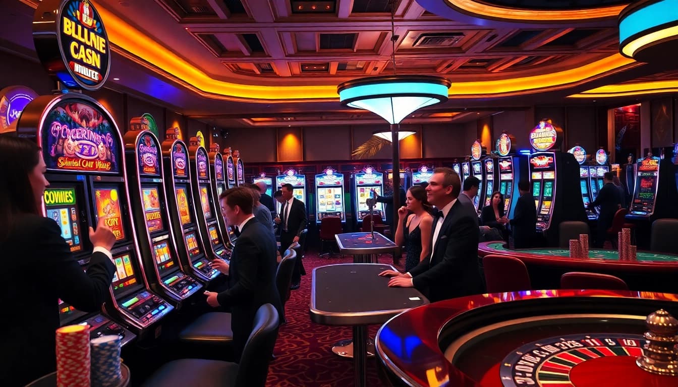 Players enjoying slot gacor games in a vibrant casino atmosphere filled with excitement.