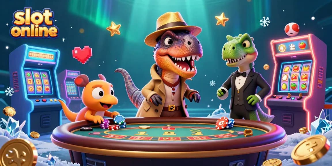 Mainkan slot online dengan karakter lucu dalam ilustrasi kasino 3D yang menarik.