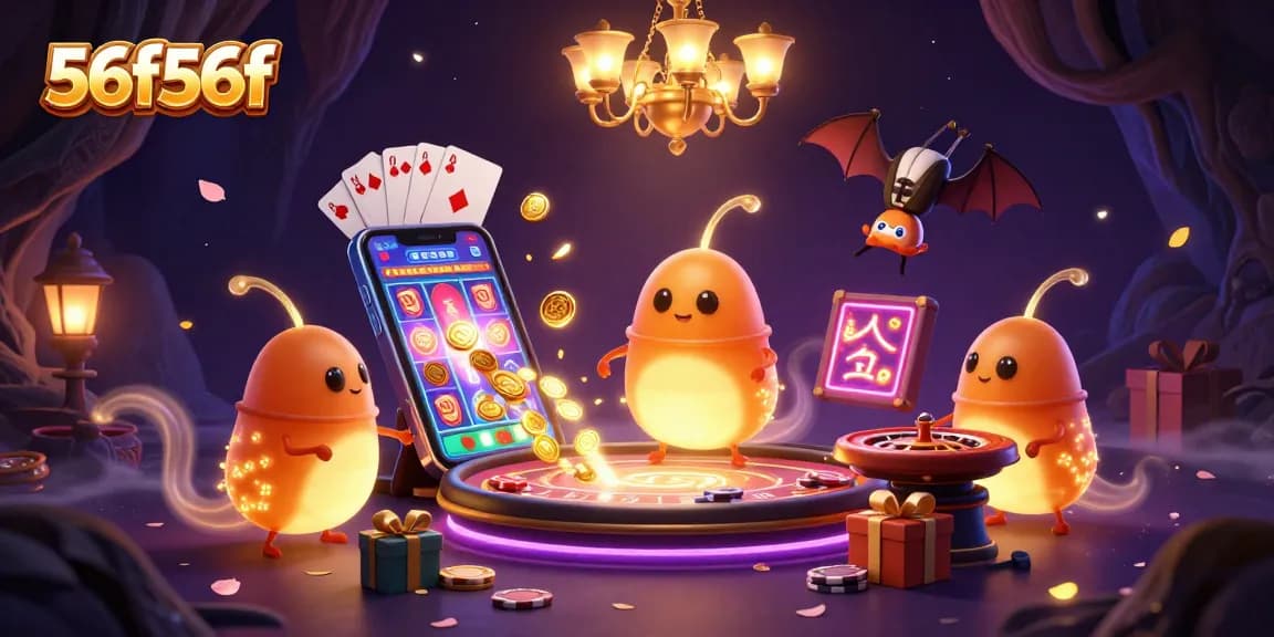 Experience the vibrant excitement of 56f56f casino games with glowworms illuminating a cave casino scene.