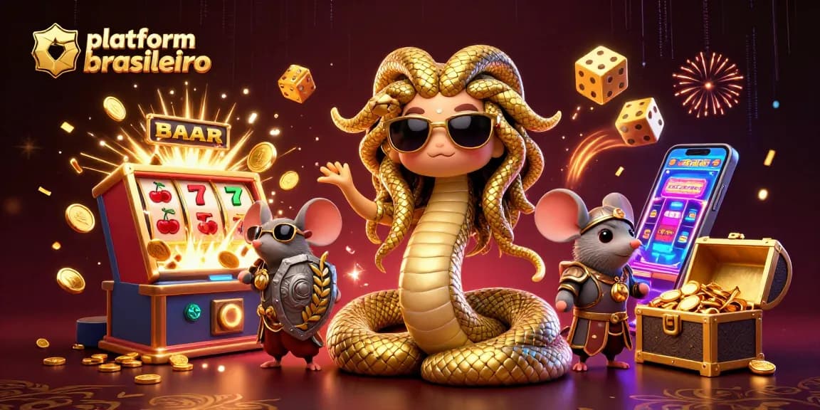 Spin and win with platform brasileiro's thrilling 3D casino illustration featuring vibrant characters and games.