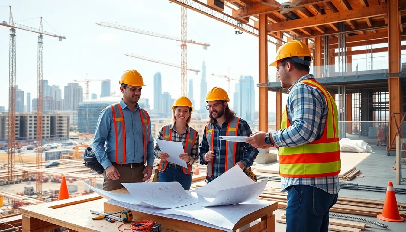 Builders collaborating on a construction site showcasing the Texas association of builders mission.