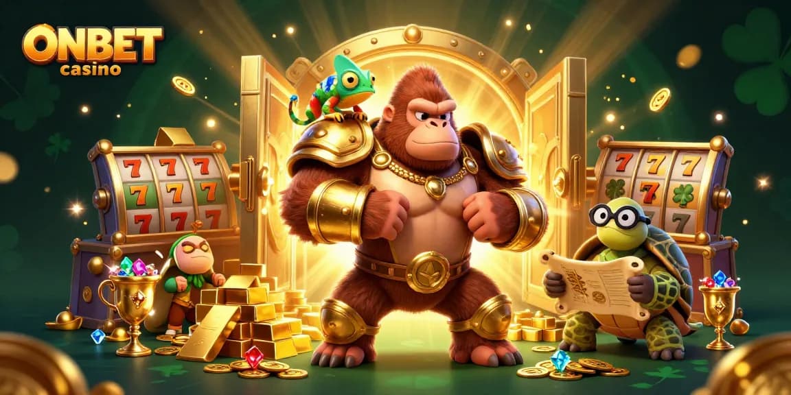 Join the excitement of ONBET casino with this vibrant 3D illustration showcasing thrilling gambling elements.