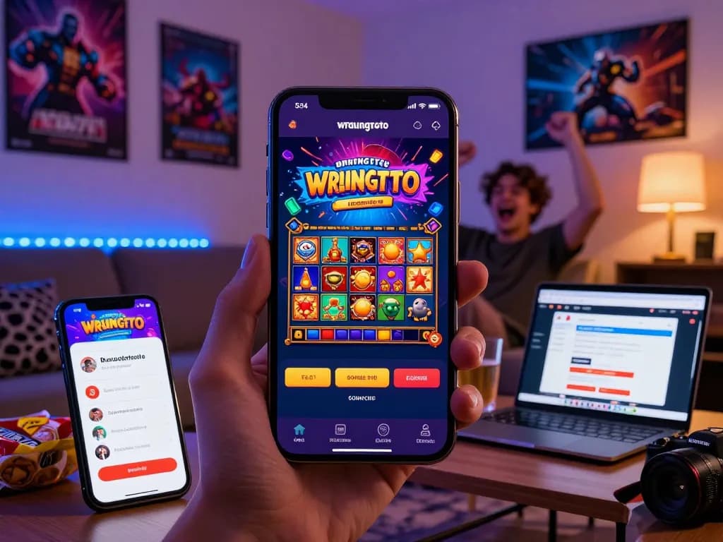 wraungtoto gaming app shown on smartphone in an inviting home environment