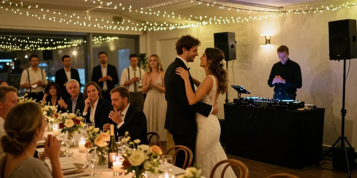 Hochzeit DJ Berlin auf einer romantischen Feier mit tanzenden Paaren und DJ.