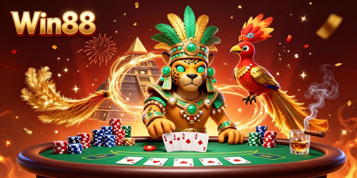 Experience thrilling gameplay at Win88 Casino with vibrant poker and confetti effects.