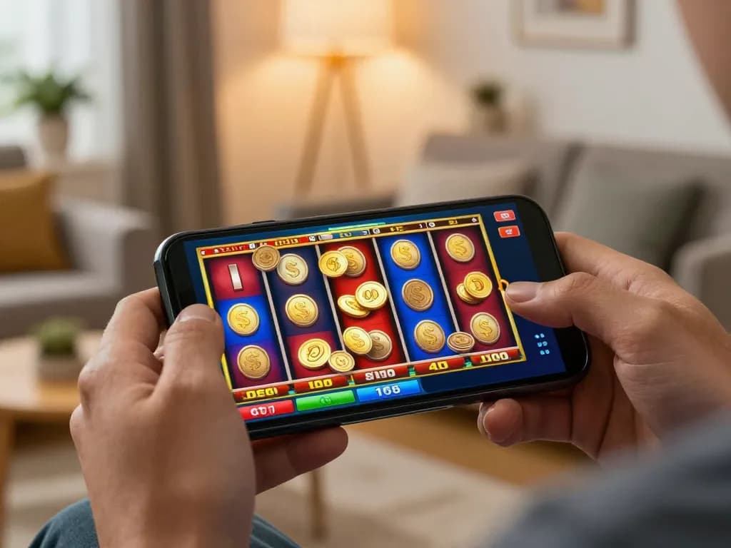 Celebrate a win with slot reels lighting up on a smartphone screen during exciting gameplay