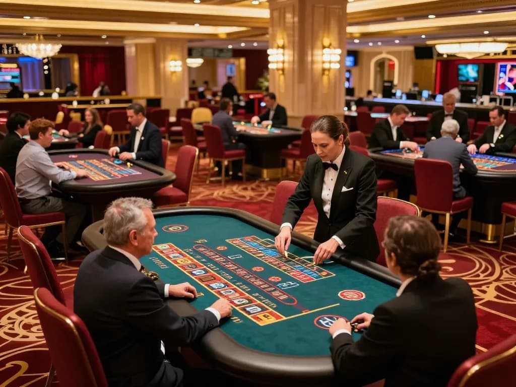 Experience thrilling gameplay at LV88 with excited players betting at roulette tables in a luxurious casino.