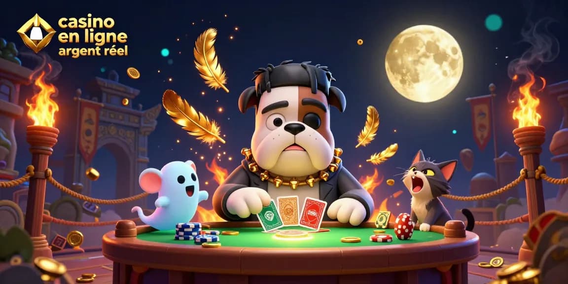 Jouer à des jeux de casino en ligne argent réel avec des personnages animés dans une illustration 3D.