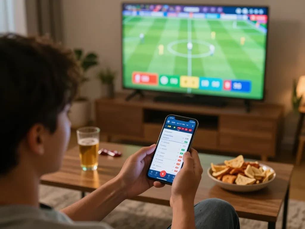 SOCOLIVE user placing bets while watching live soccer, capturing the thrill of online sports betting.