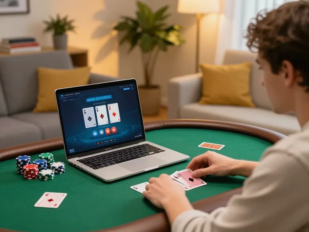 Player strategizing during an intense online poker game with LC99 platform.