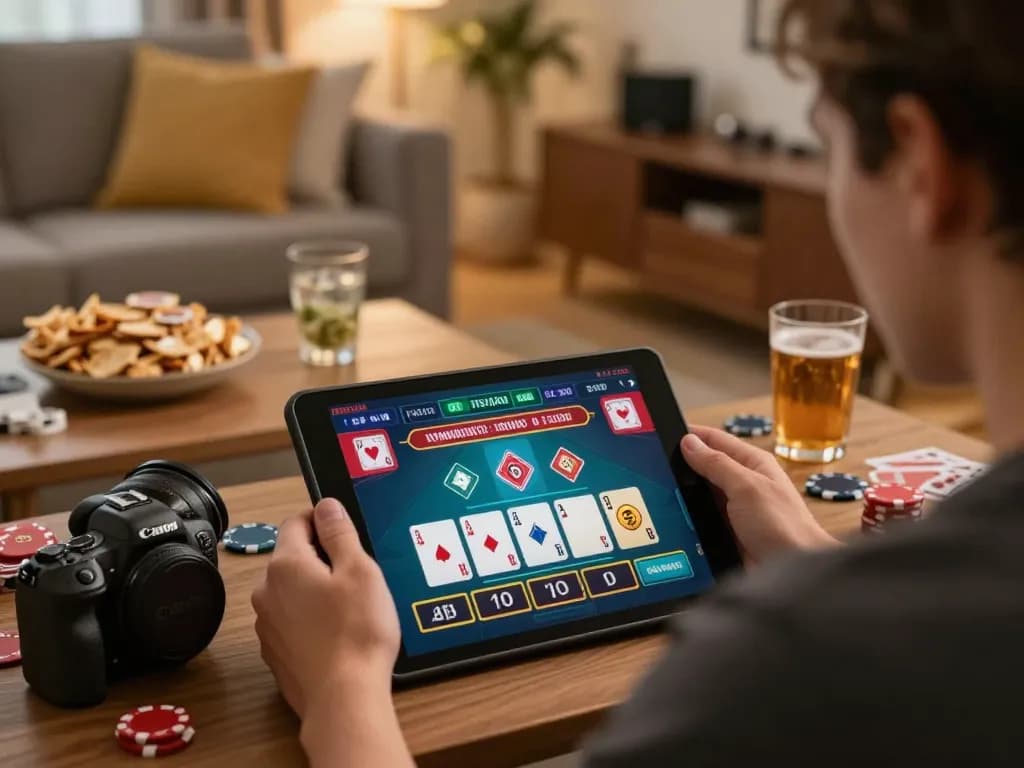 Player enjoying online gaming at home with DN88, engaged in strategic betting for better odds.