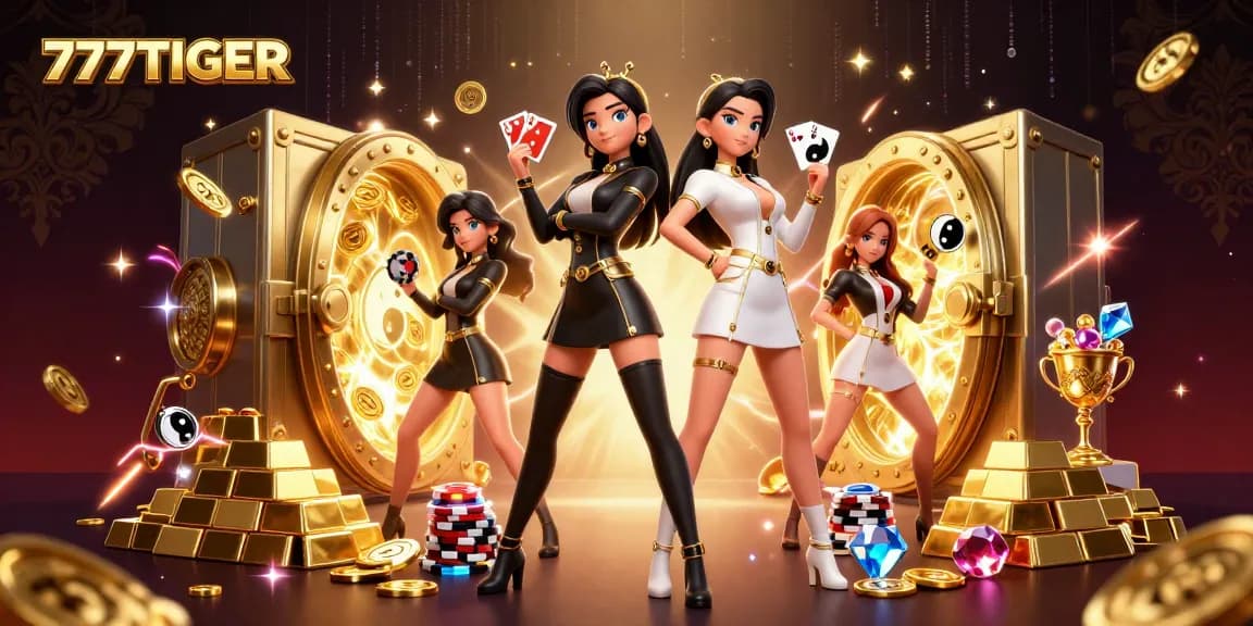 Engage in thrilling gaming action with 777TIGER as stunning twins showcase casino vibes.