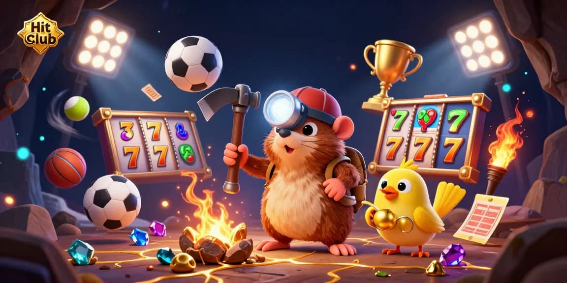 Engage in thrilling slot games at Hit Club with a treasure hunter mole searching for riches.
