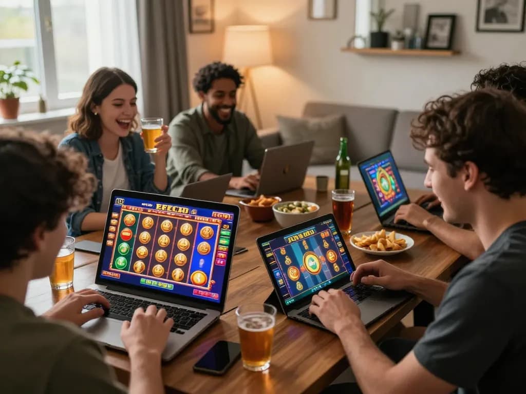Pemain yang terlibat menikmati permainan slot zeus di perangkat mereka dalam suasana yang nyaman