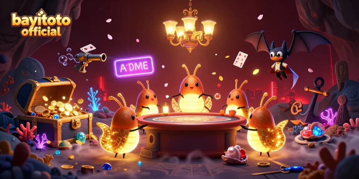 Experience vibrant gaming with bayitoto official in a lively 3D casino scene full of treasures.