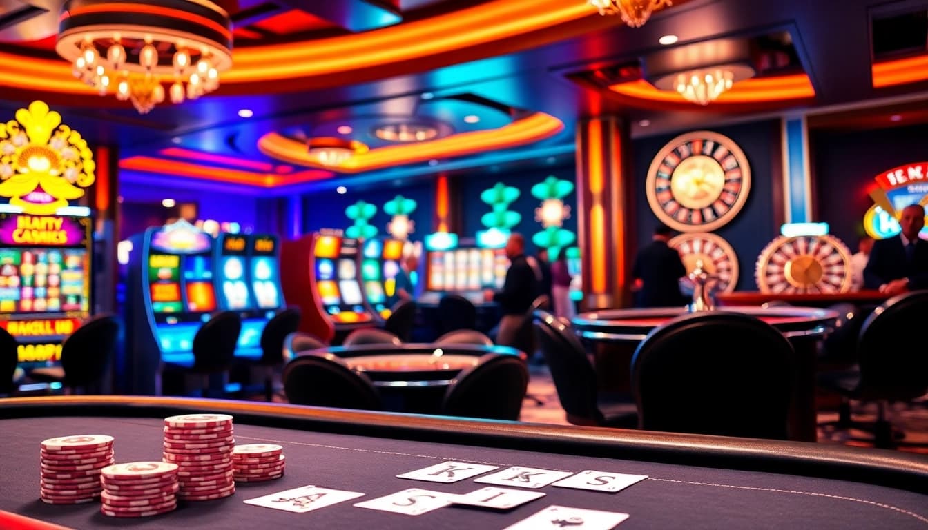 Gaining insights at 123b.ing through an exciting casino atmosphere with poker chips and a roulette wheel.