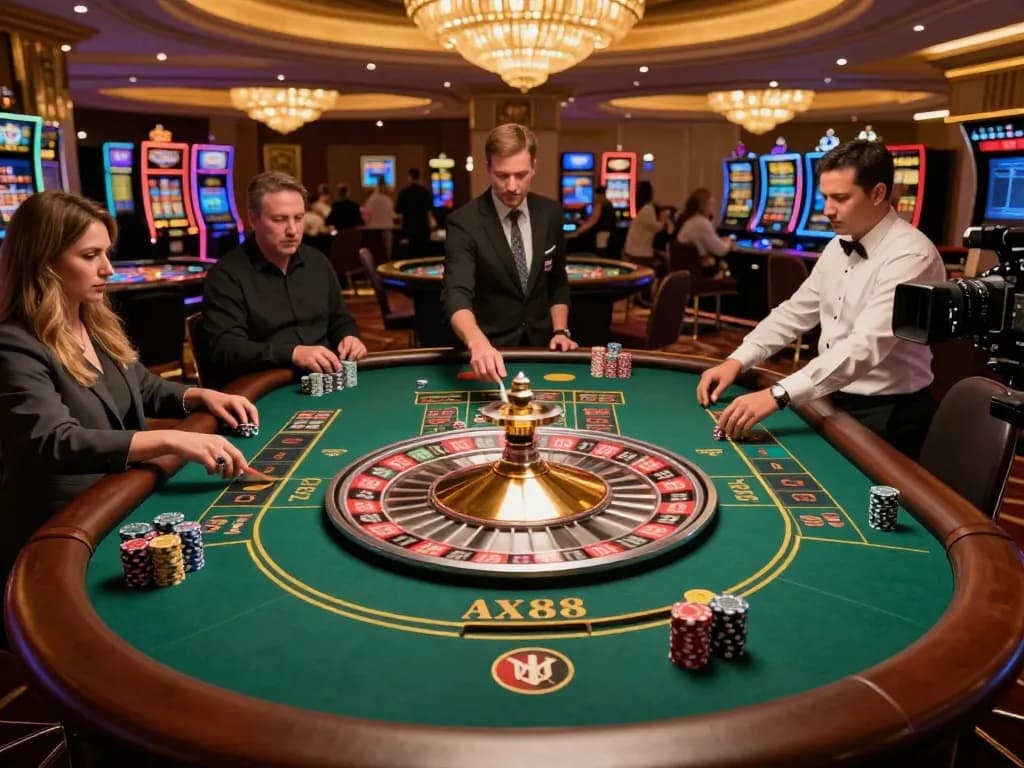 Players placing bets and engaging in roulette gameplay at AX88 casino.
