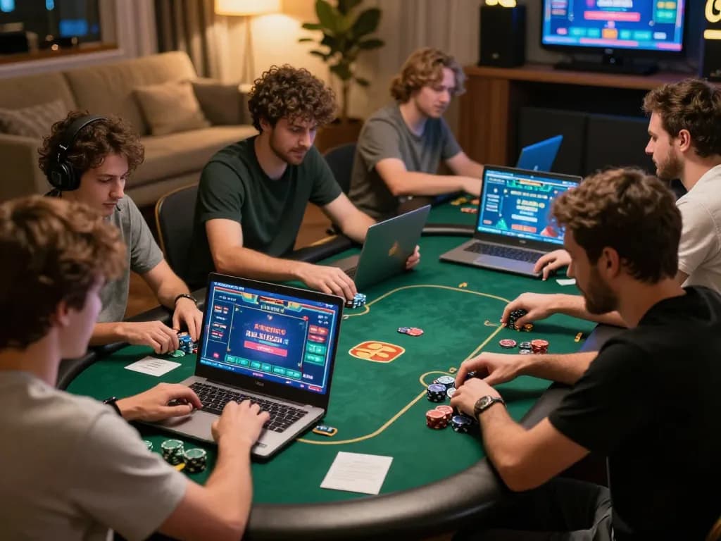 Engaging players online at lucks8 for thrilling poker gameplay during a cozy home session.