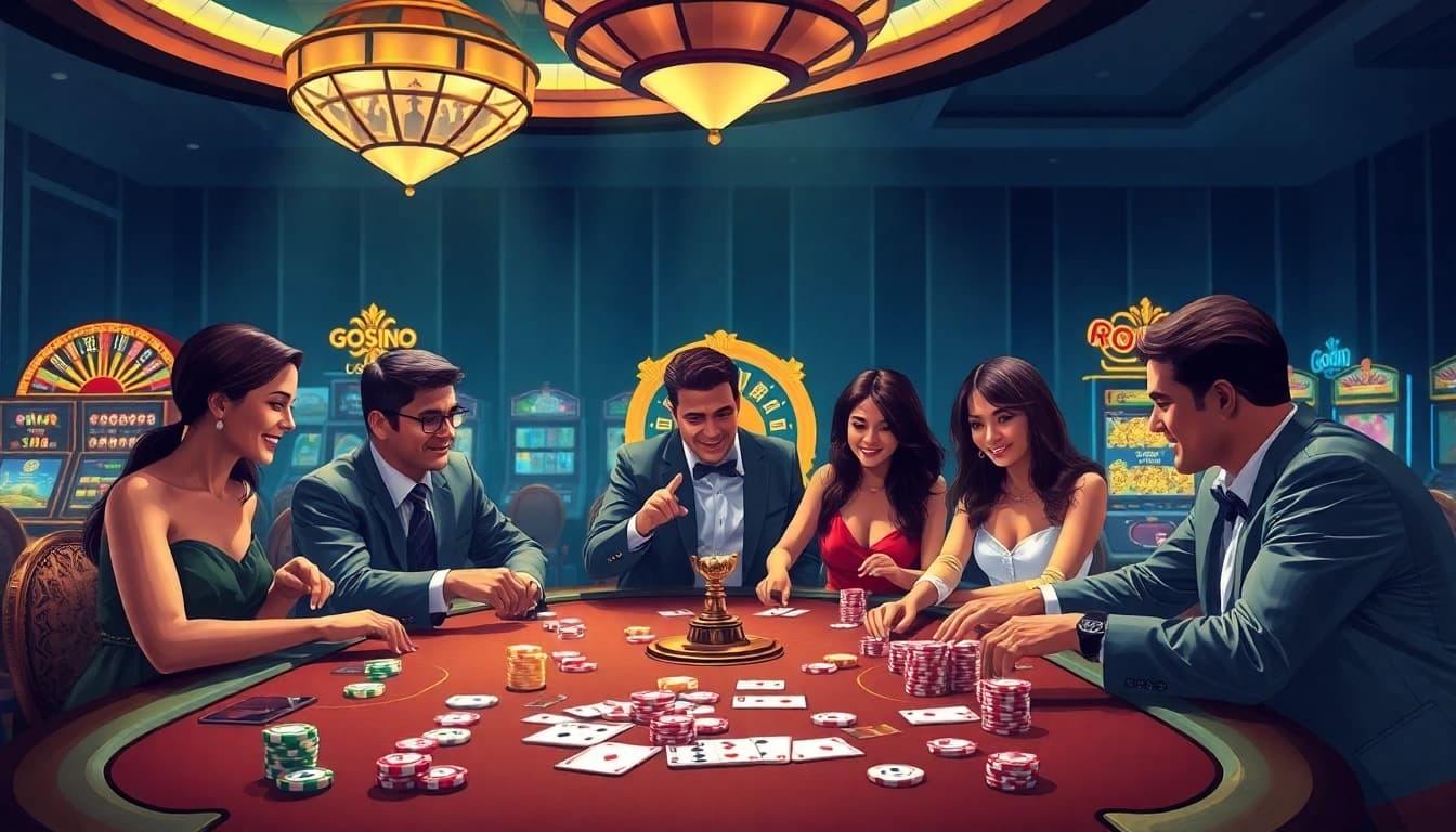 Engaging players at nhà cái good88 gaming table amidst vibrant casino excitement.