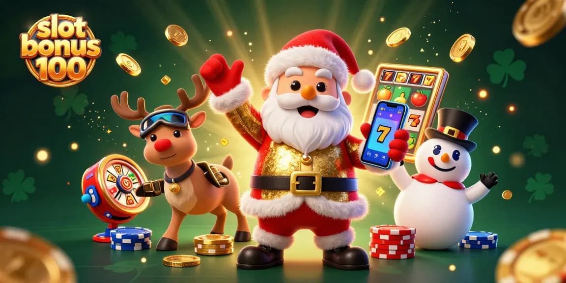 Experience the thrill of winning with slot bonus 100 in a festive casino scene filled with excitement.