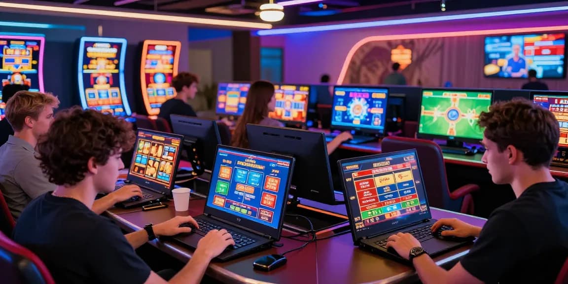 Exciting online gaming atmosphere at OPEN88, showcasing players engaged in diverse casino games with vibrant visuals and modern design.