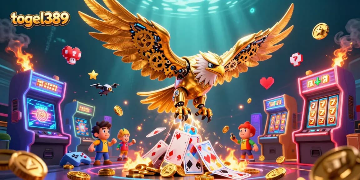 Experience thrilling gameplay with togel389 in a vibrant, action-packed casino scene.