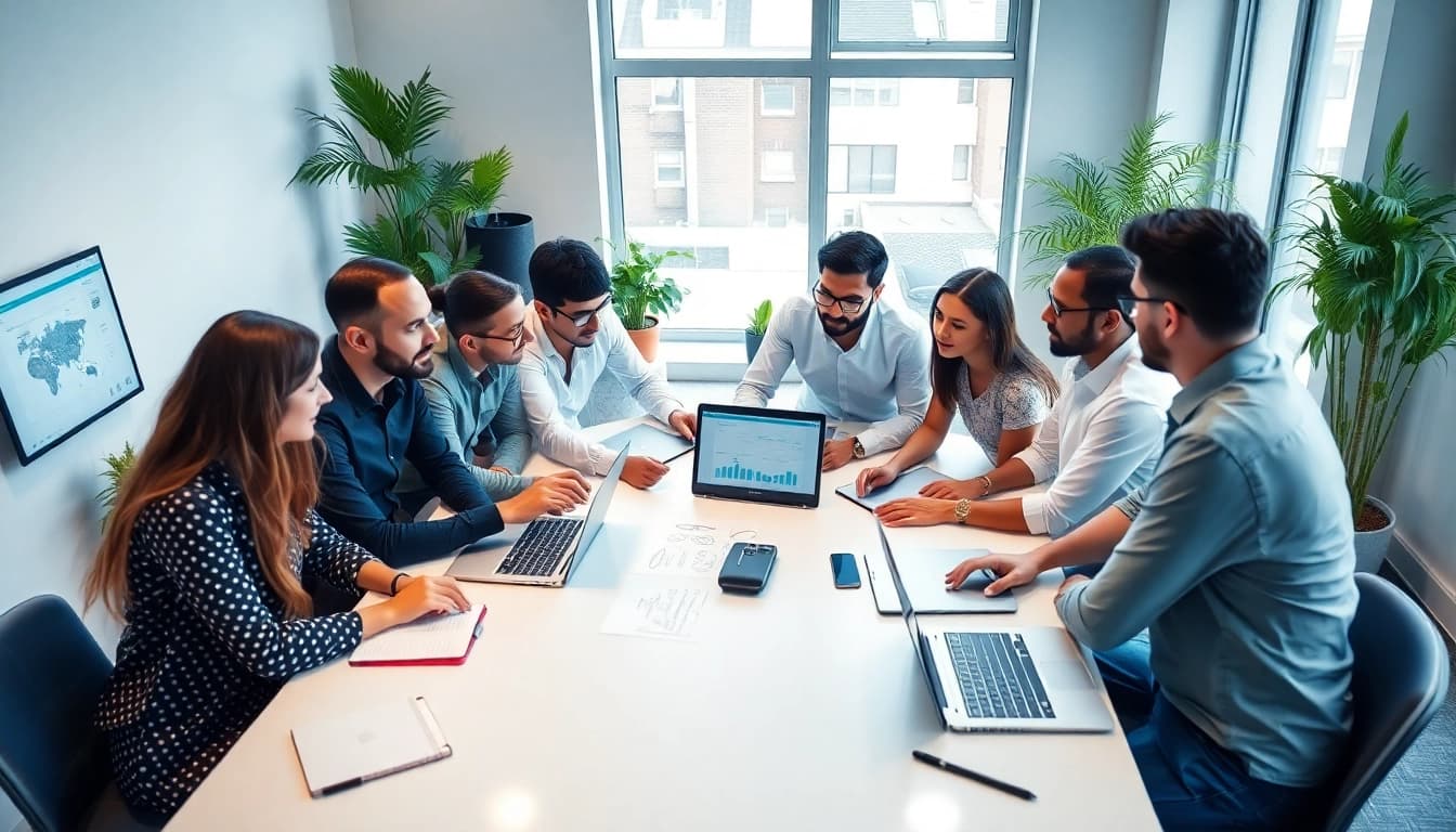 Engaging team meeting centered on wordpress development outsourcing strategies and collaboration.