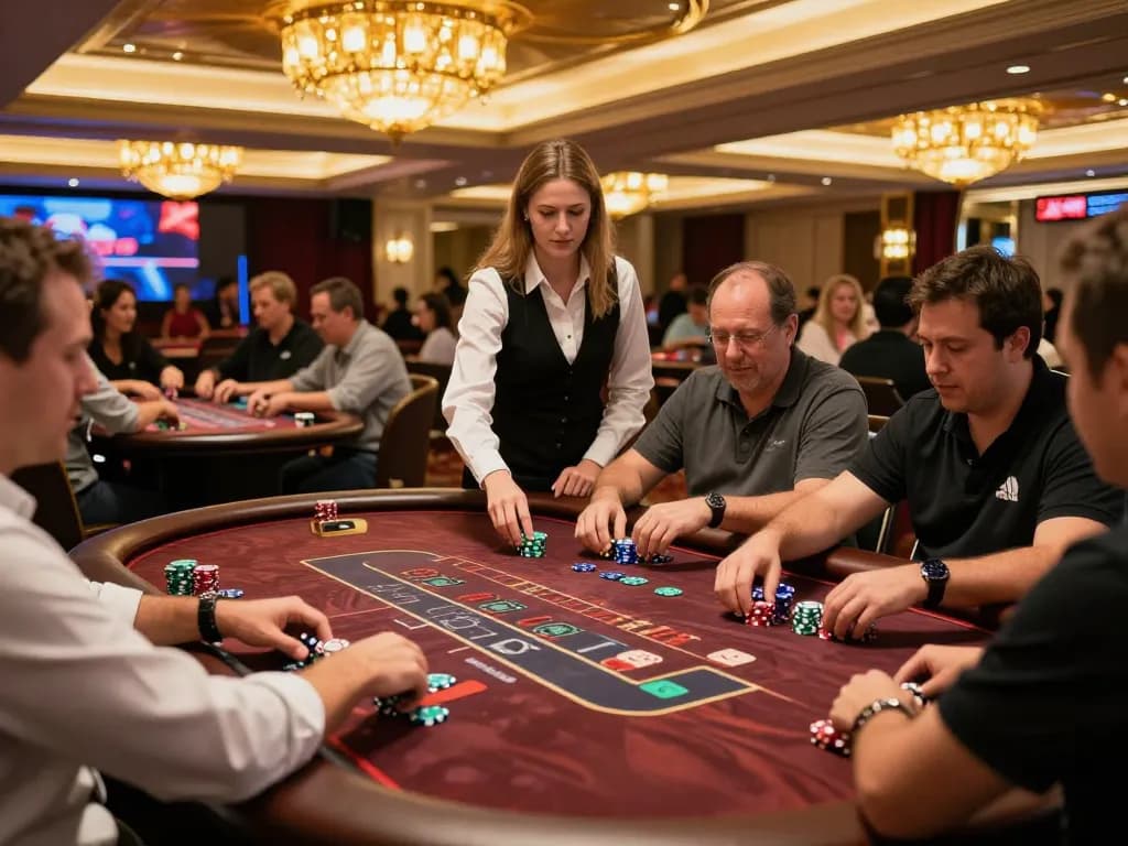 Players enjoying a lively game of blackjack at Net88 casino, showcasing excitement and strategy.