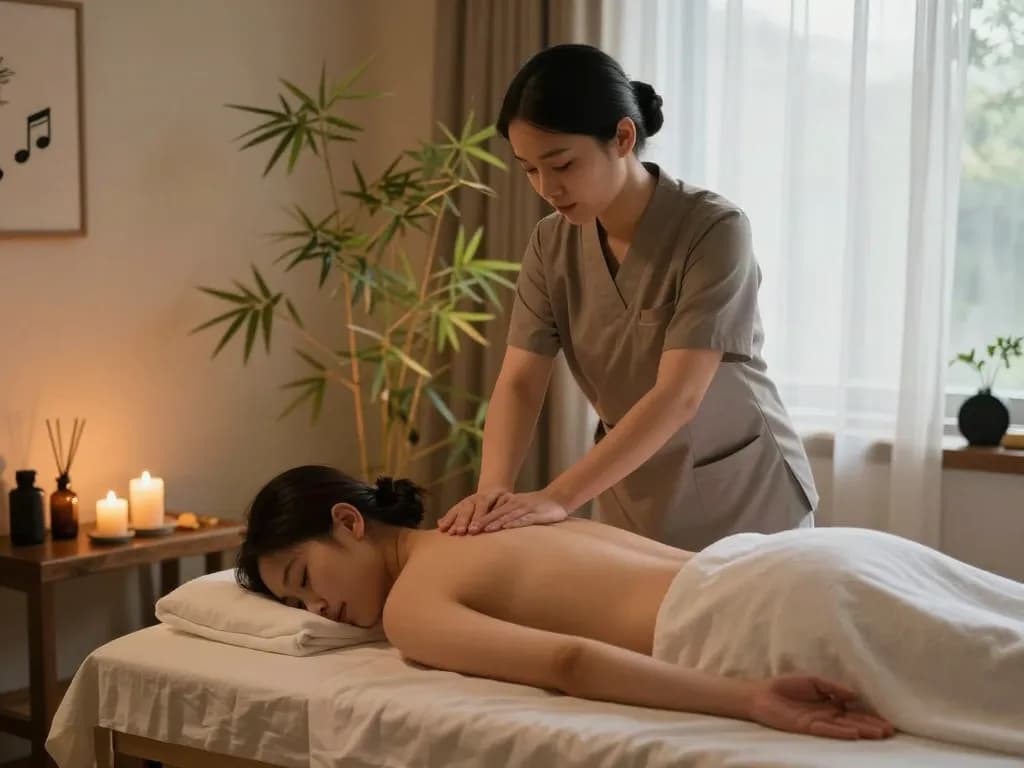 Relaxing Swedish massage therapy scene in 천안스웨디시 spa with soothing ambiance.