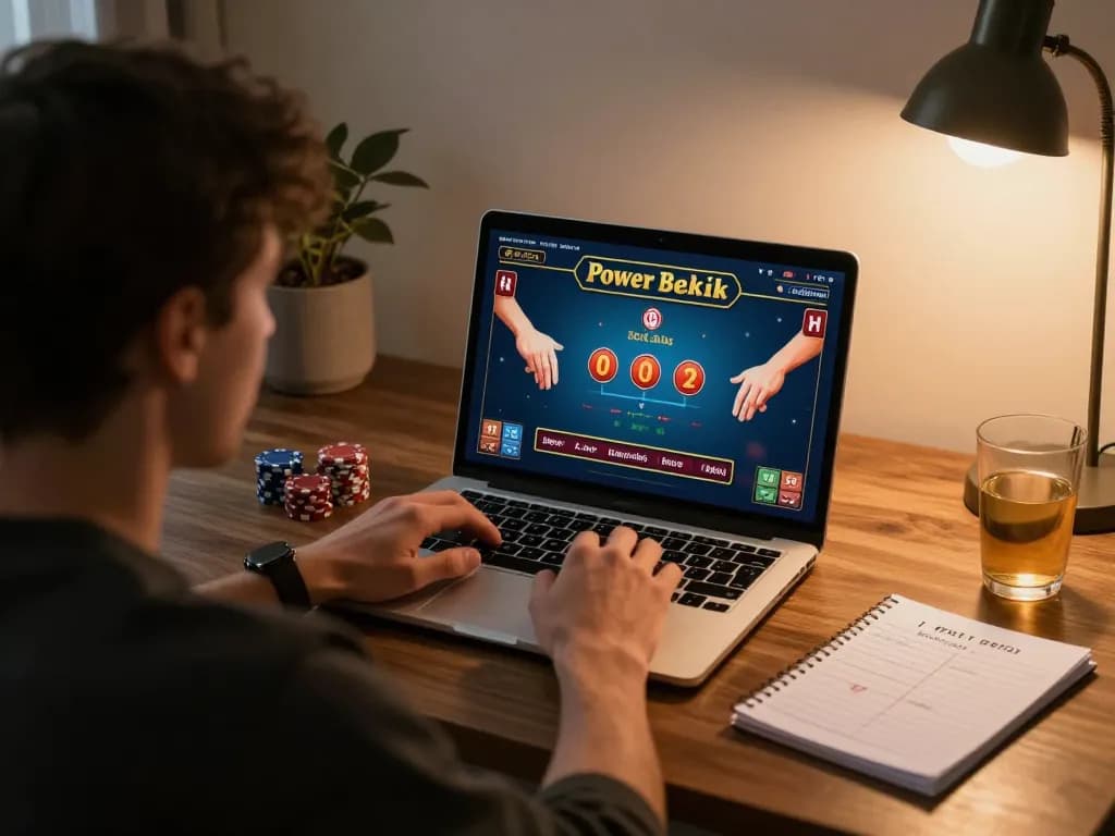 SC88 online player engaging in Power Blackjack gameplay strategy with laptop interface visible