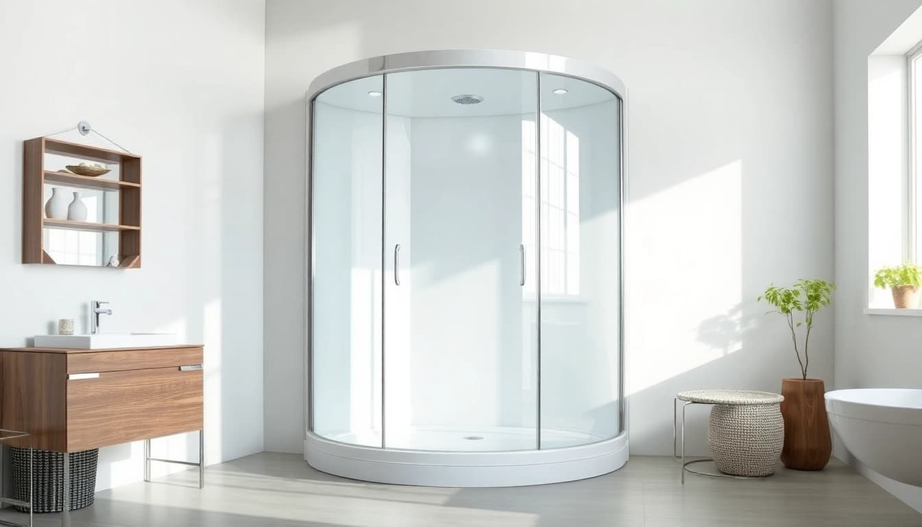 Duschkabine 90x90 in einem stilvollen Badezimmer, das modernes Design und Eleganz ausstrahlt.