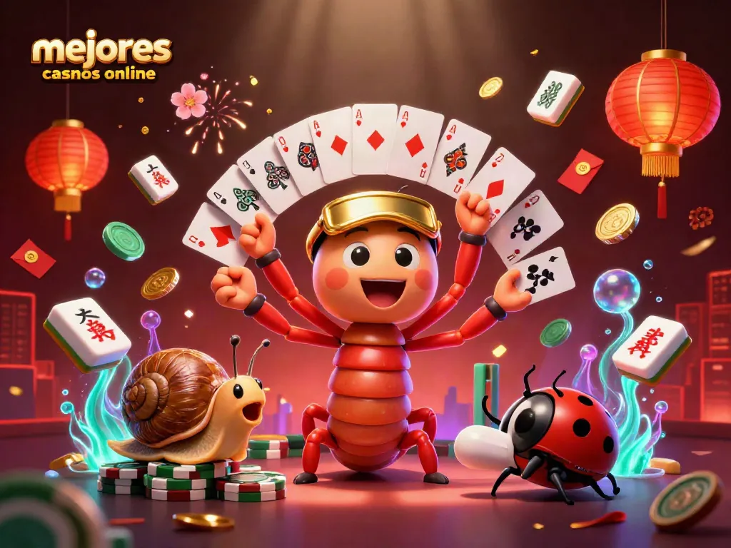 Imagina los mejores casinos online con un atractivo dealer de milpiés y un caracol apostador.