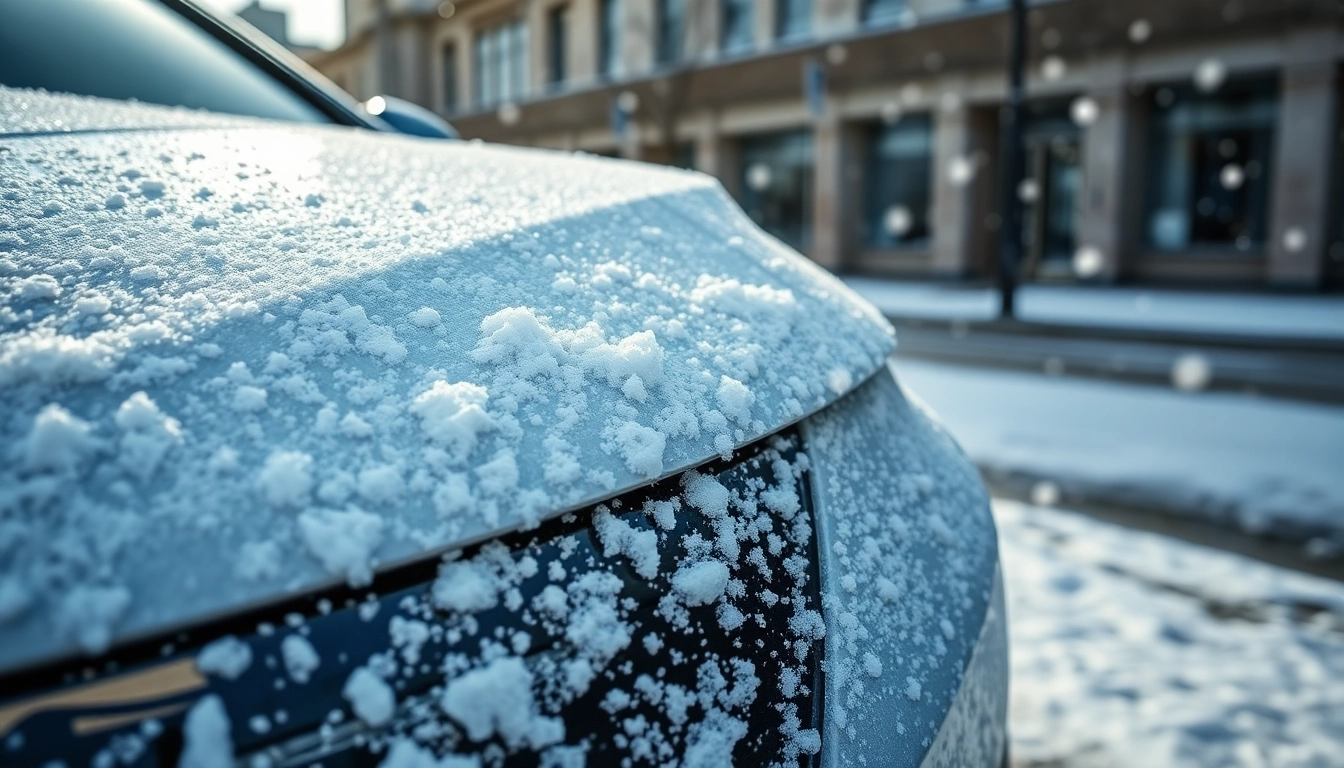 PPF winter road salt protection maintains vehicle shine amidst snowy conditions.