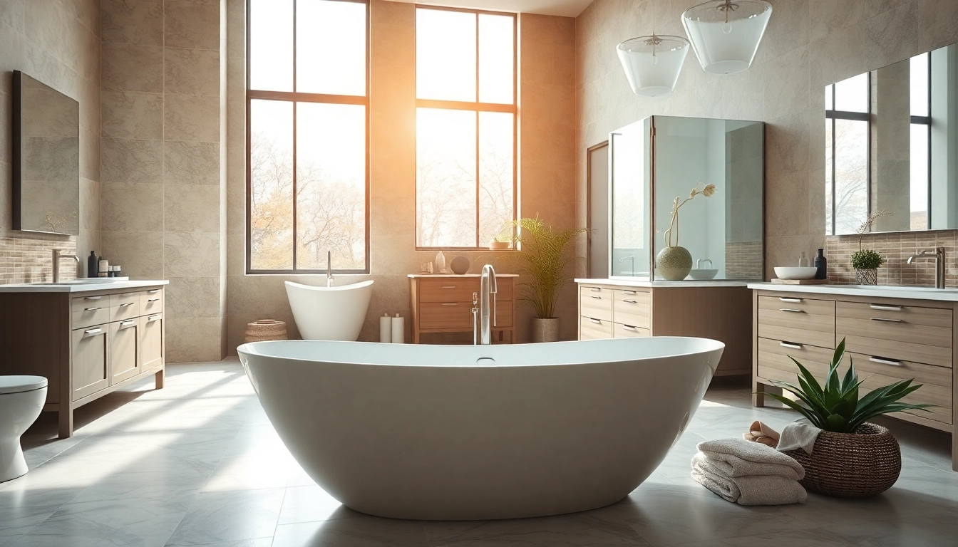 Transforming a space with bath reconstruction showcasing modern design elements and sunlight.