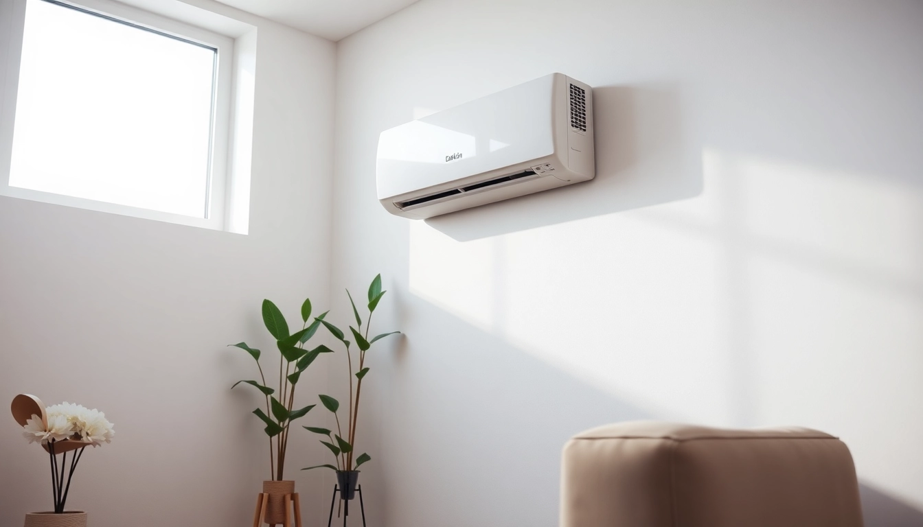 Efficient Daikin mini split AC mounted elegantly in a modern room for optimal cooling.