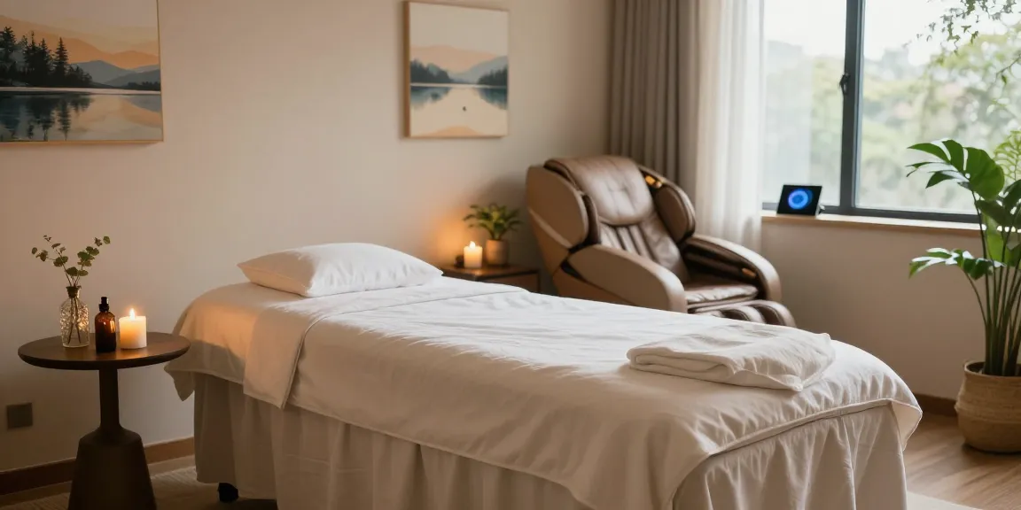 Tranquil treatment space in a 1인샵 with calming decor and ambient lighting.