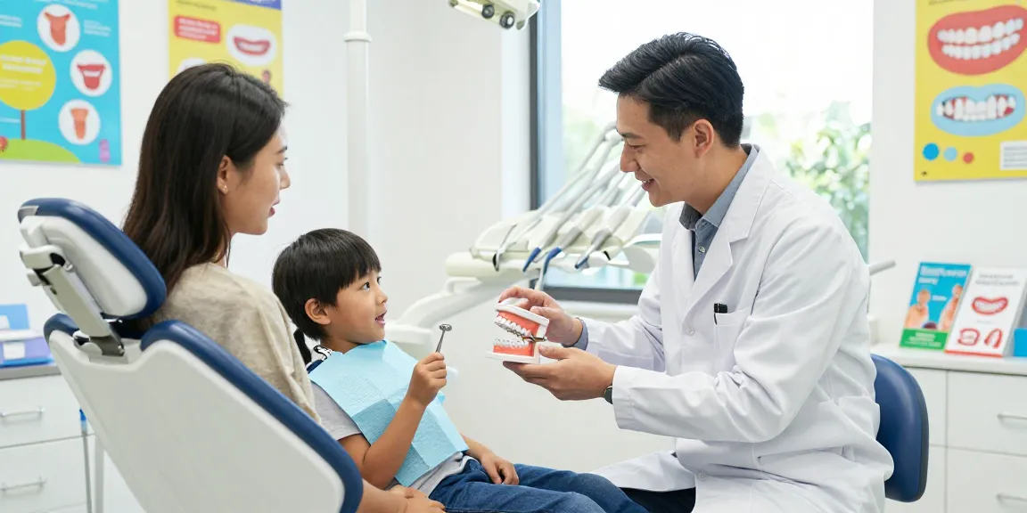 Orthodontist in Hawthorn explaining early treatment options to a parent and child, highlighting orthodontic care.