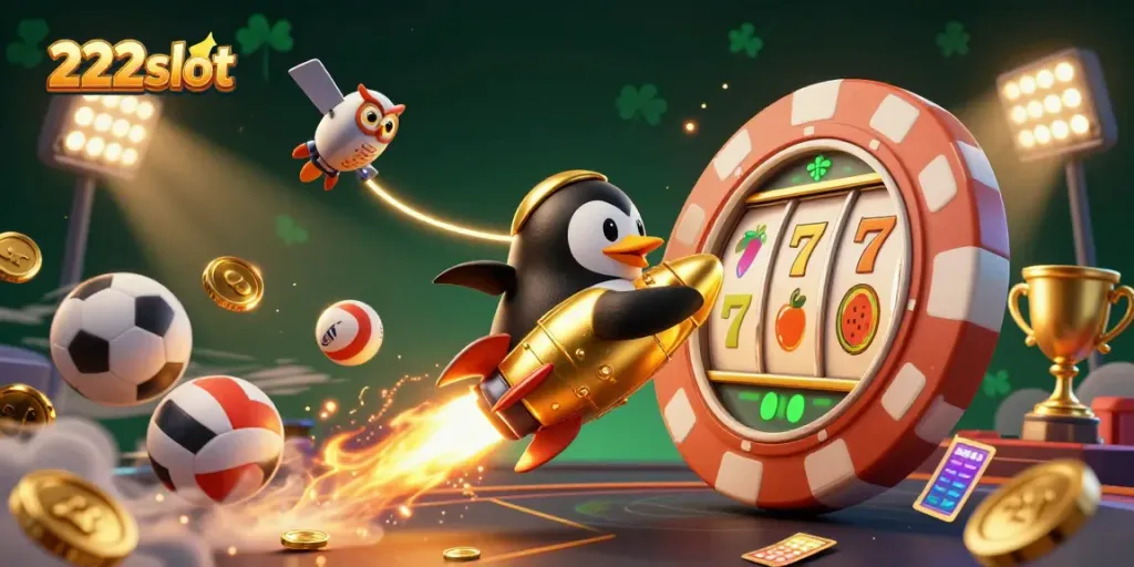 Mainkan 222slot dengan penguin emas bergerak cepat di kasino luar angkasa.